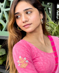 Tia Pink Embroidered Buti Blouse for Banarasi Sarees | Readymade Fit