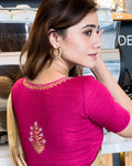 Tia Rani Buti Embroidered Traditional Saree Blouse | Slip-On Fit | Readymade
