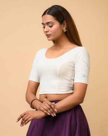 Mira White Handwork Designer Blouse