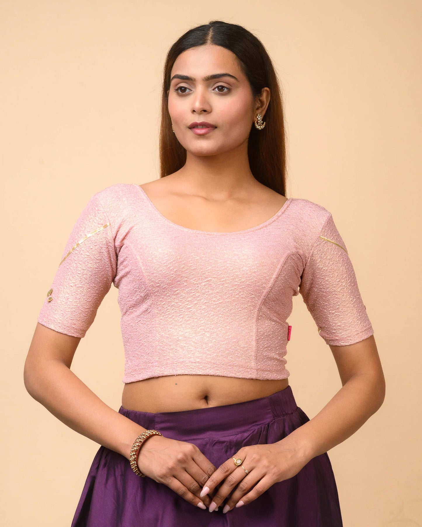 Mira Pink Tissue Zari Organza Panel Saree Blouse Advi