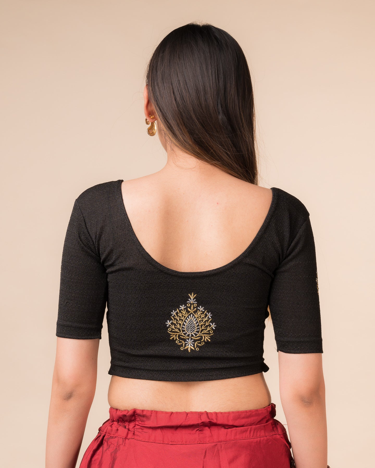 Mirari Black Blouse with Gold Silver Zari Work