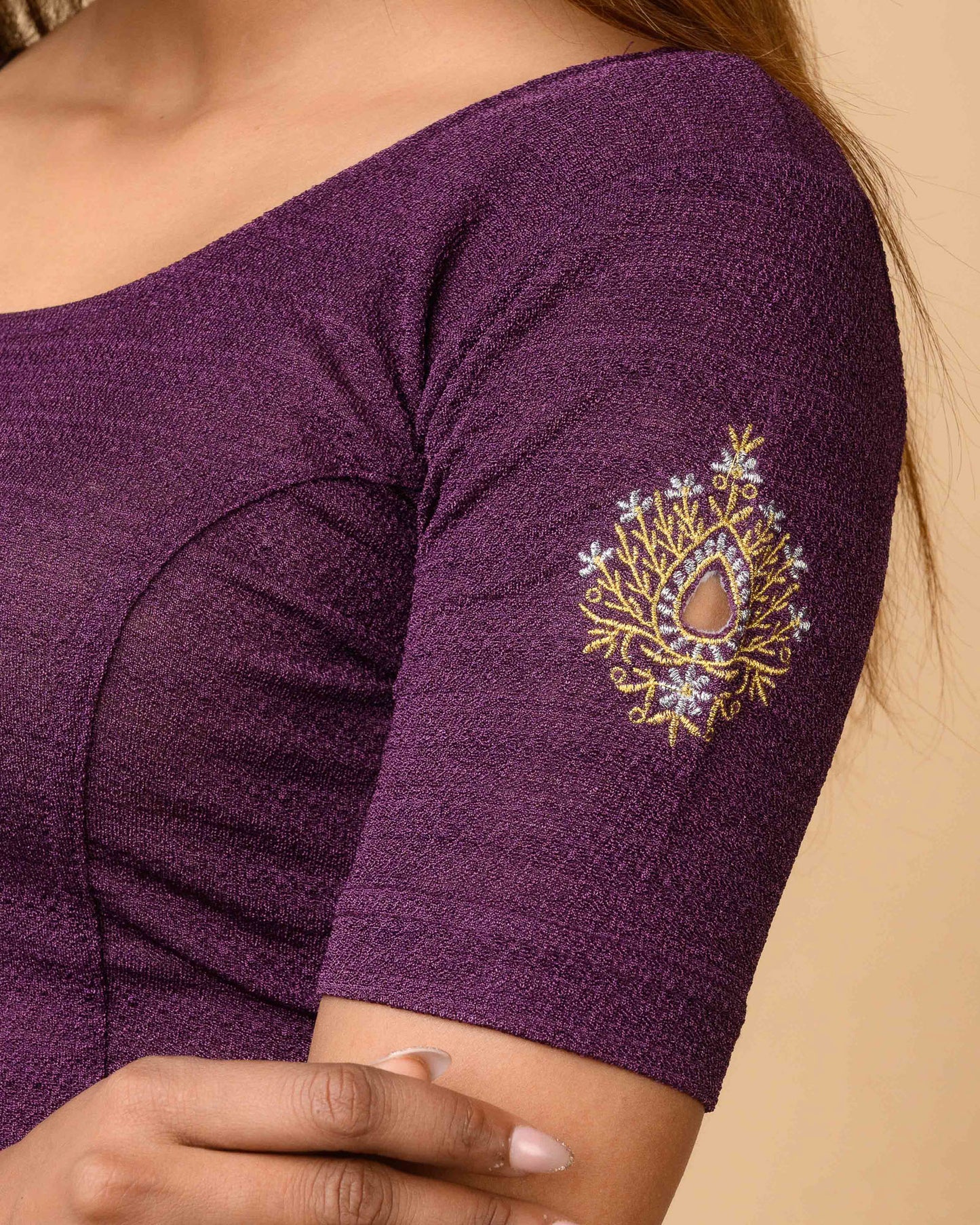 Mirari Purple Blouse with Gold Silver Zari Work