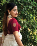Mirari Maroon Blouse with Gold Silver Zari Work