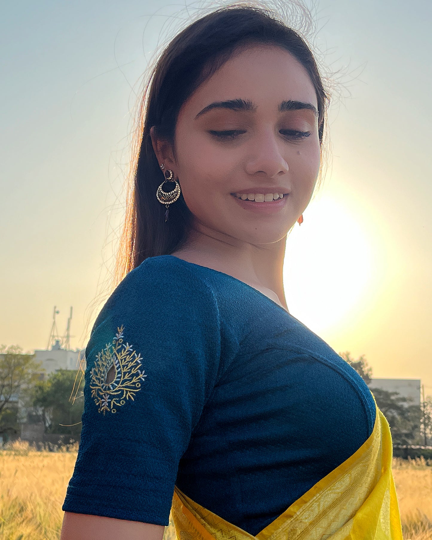 Mirari Peacock Blouse with Gold Silver Zari Work