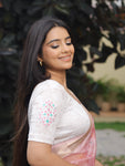 Multani Multicolour Mughal Embroidery Stretchable Saree Blouse Advi - Silver
