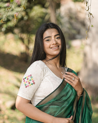 Rabaari Silver Mirror Embroidered Blouse
