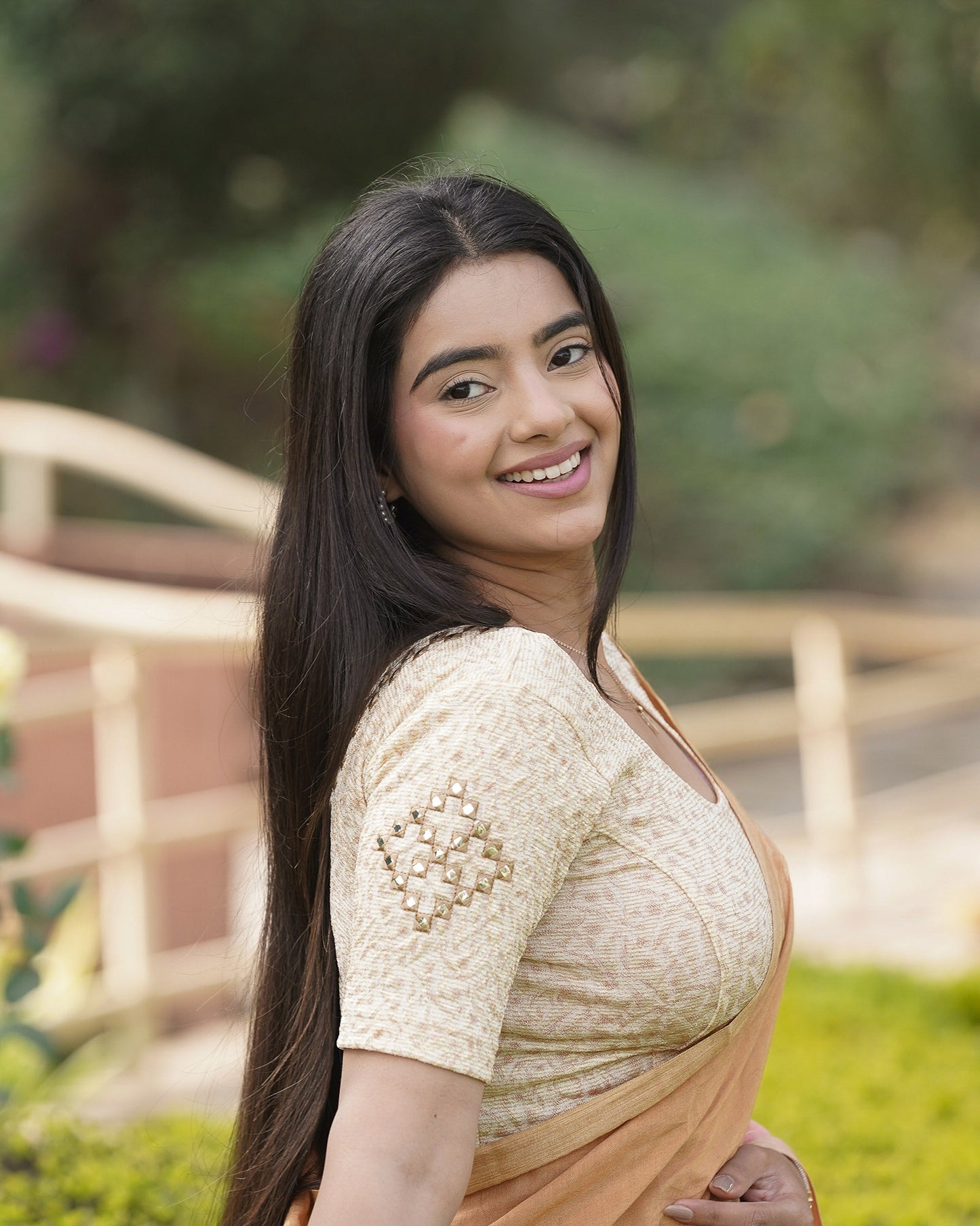 Kanchan Cream Mirror Work Blouse