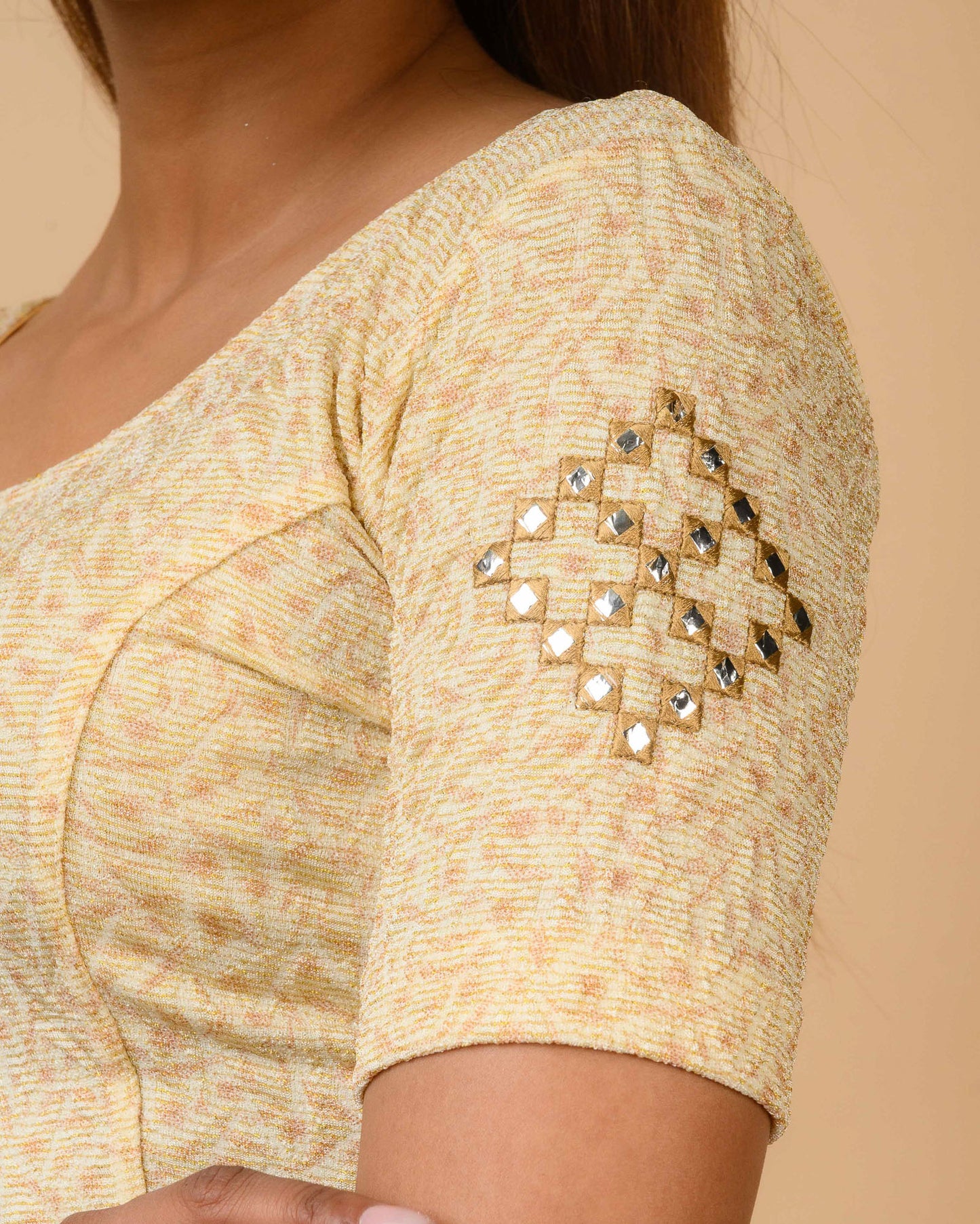 Kanchan Cream Mirror Work Blouse