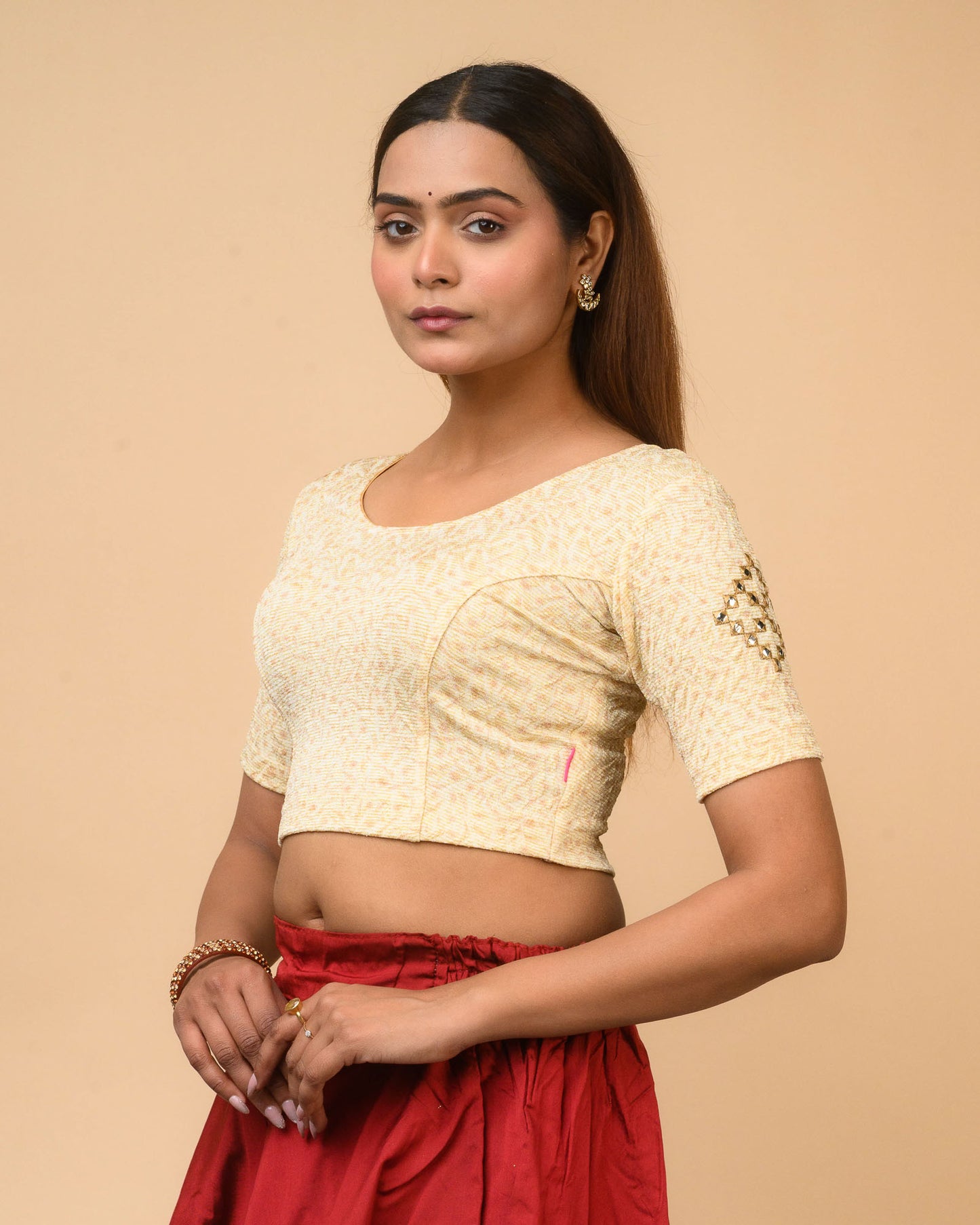 Kanchan Cream Mirror Work Blouse