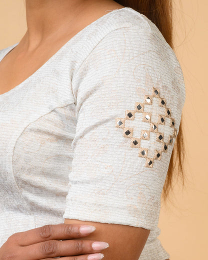 Kanchan Cream Mirror Work Blouse