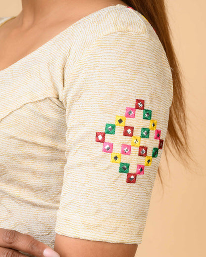 Rabaari Gold Mirror Embroidered Blouse