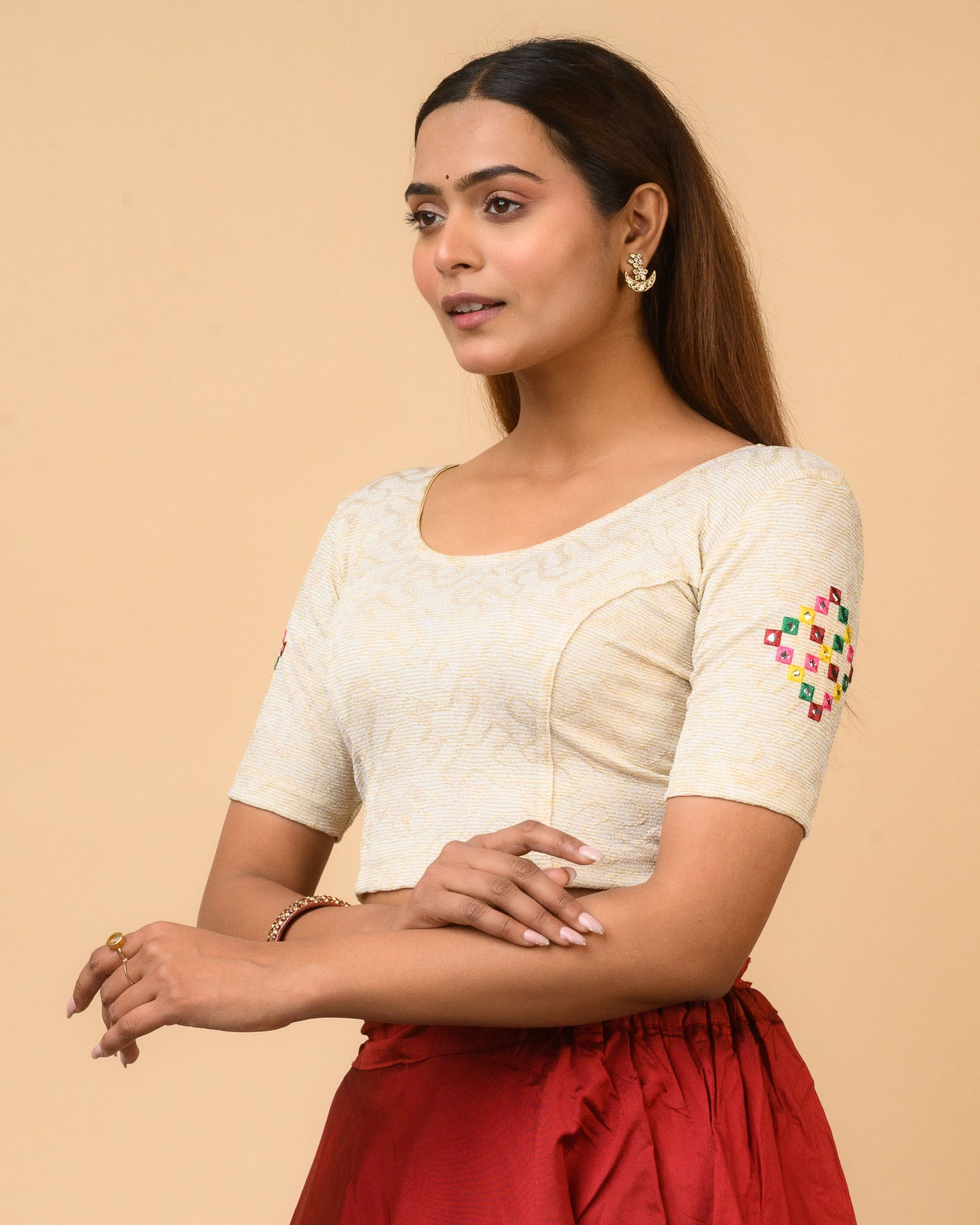 Rabaari Gold Mirror Embroidered Blouse