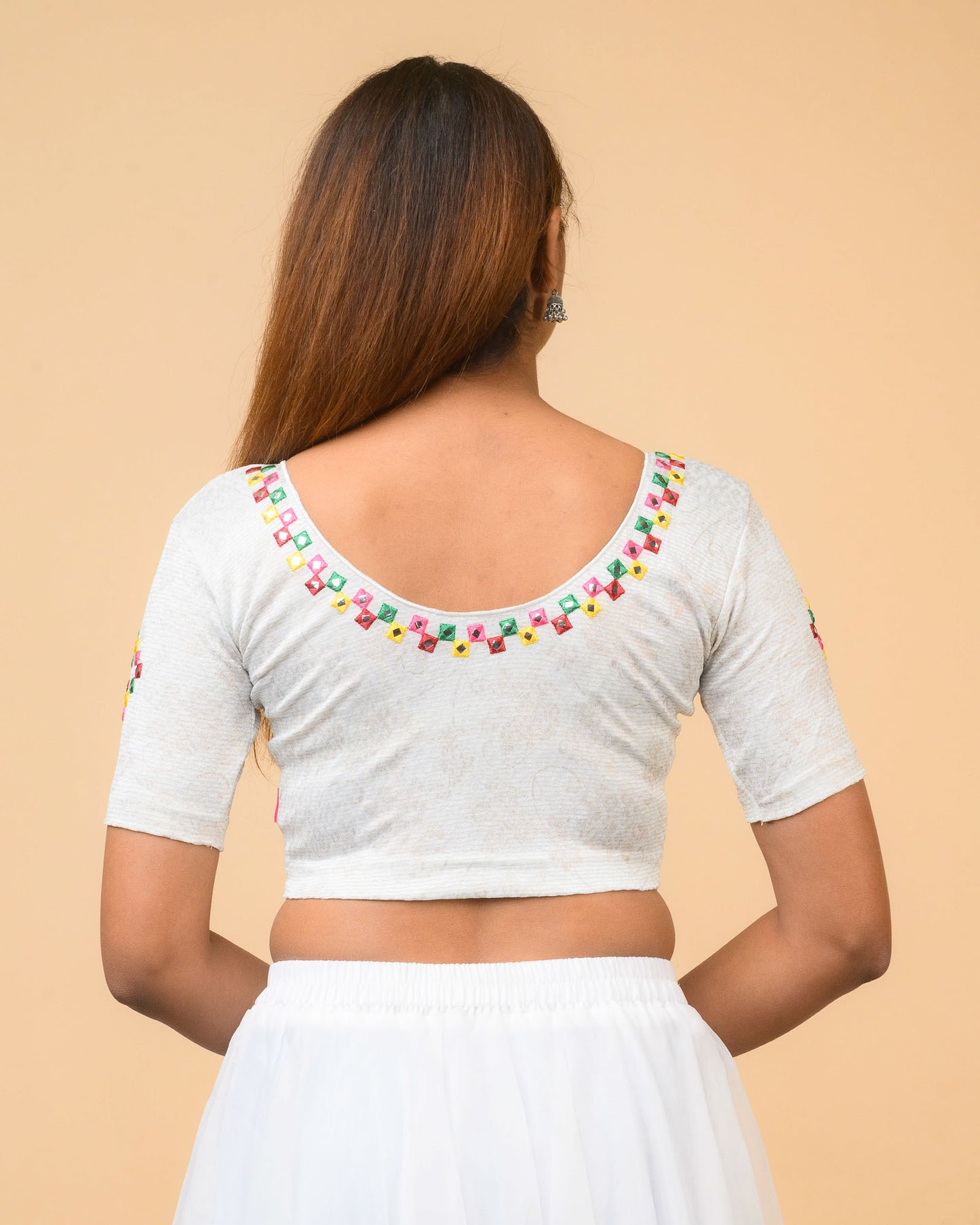 Rabaari Silver Mirror Embroidered Blouse
