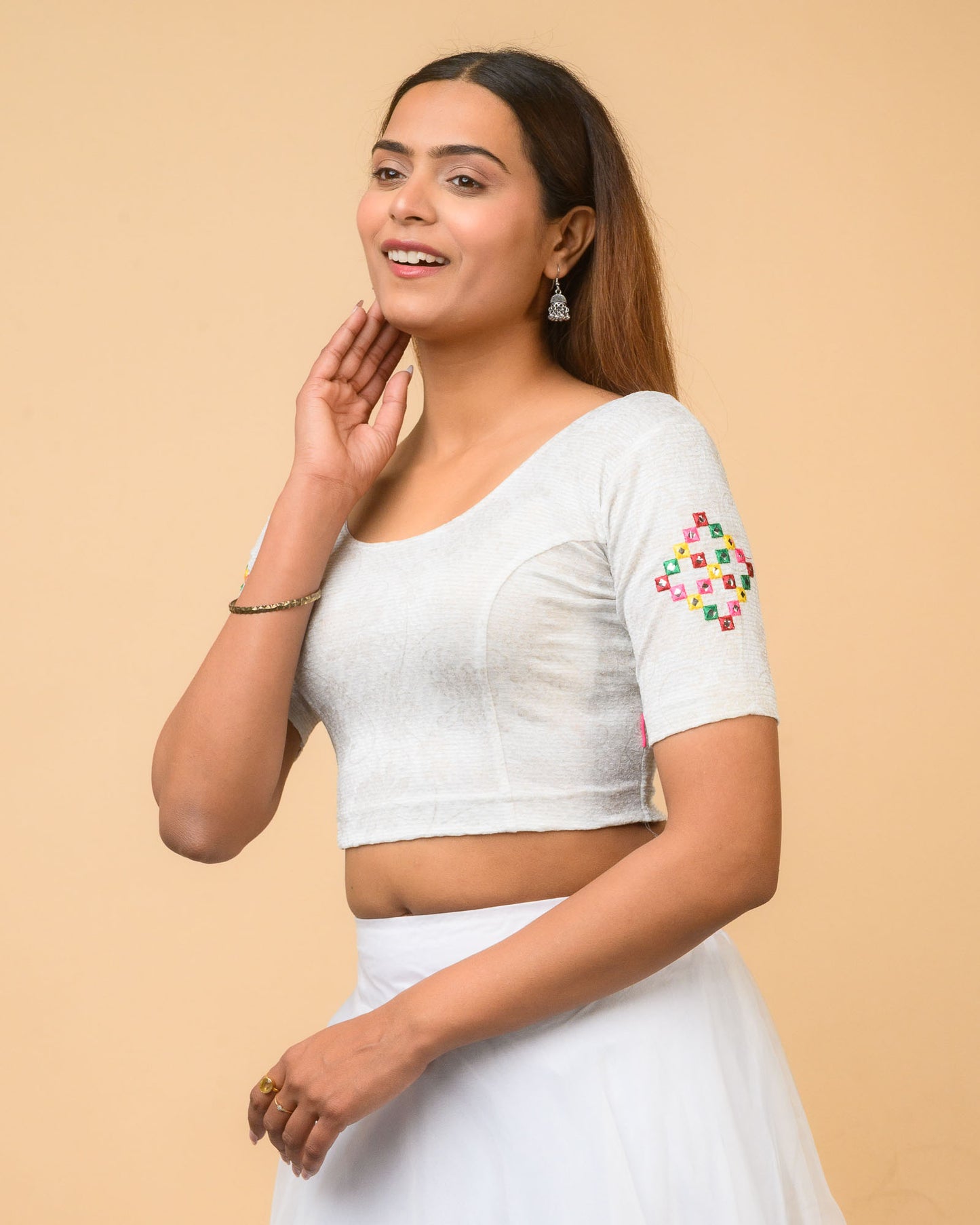 Rabaari Silver Mirror Embroidered Blouse