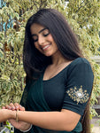 Vajra Bottle Green Bajuband Embroidery Work Stretchable Saree Blouse