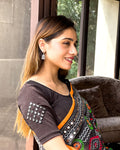 Durga Mirror Work Black Saree Blouse for Navratri Nights Stretchable Readymade