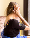 Siddhi Multicolour Mirror Work Black Choli for Navratri | Readymade Blouse