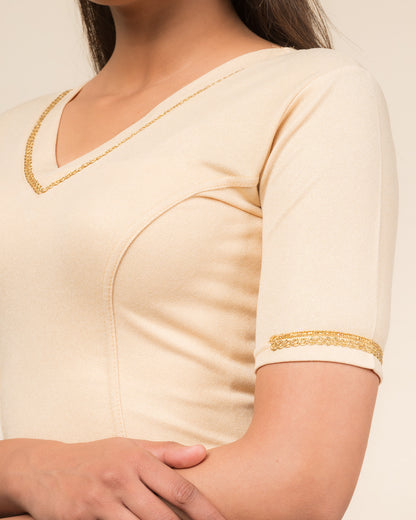Close-up of the jacquard fabric with metallic finish.