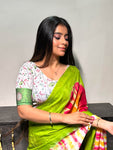 Pichwai White Multicolour Jacquard Stretchable Saree Blouse Advi