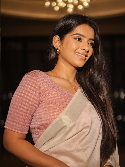 Padmini Mocha Zari Striped Jacquard Stretchable Saree Blouse Advi