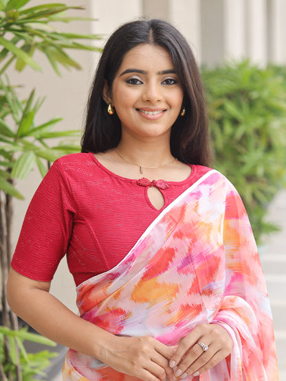 Maisha Rani Pink Striped Zari Stretchable Saree Blouse Advi