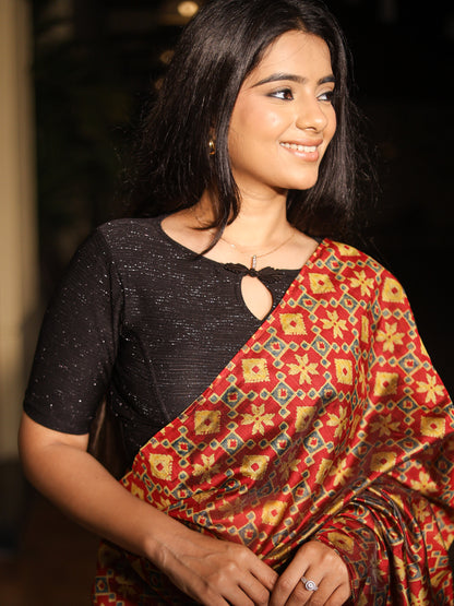 Maisha Black Striped Zari Stretchable Saree Blouse Advi