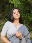 Maisha Gray Striped Zari Stretchable Saree Blouse Advi