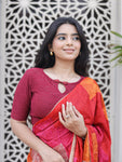 Maisha Maroon Striped Zari Stretchable Saree Blouse Advi