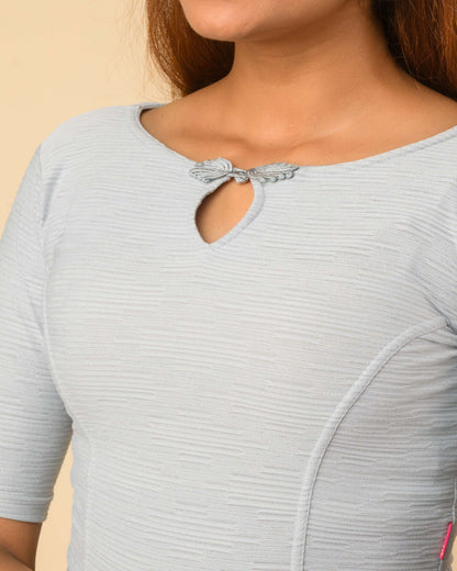 Maisha Gray Striped Zari Stretchable Saree Blouse Advi