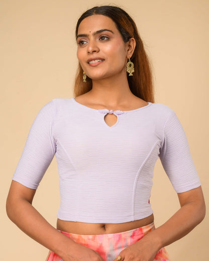 Maisha Lilac Striped Zari Stretchable Saree Blouse Advi