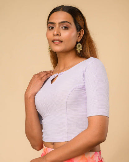 Maisha Lilac Striped Zari Stretchable Saree Blouse Advi