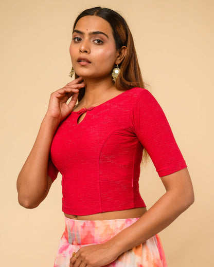 Maisha Rani Pink Striped Zari Stretchable Saree Blouse Advi