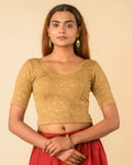 Chamkila Gold Zari Embroidered Readymade Stretchable Saree Blouse Advi