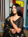 Rutvi Black Metallic Zari Readymade Stretchable Saree Blouse Advi