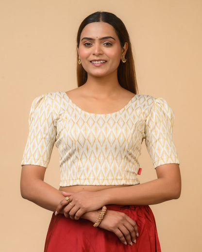 Mishi Gold Square Ruffle Stretchable Blouse