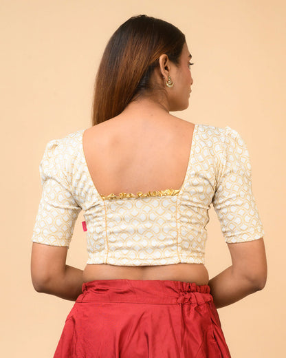 Mishi Gold Square Ruffle Stretchable Blouse