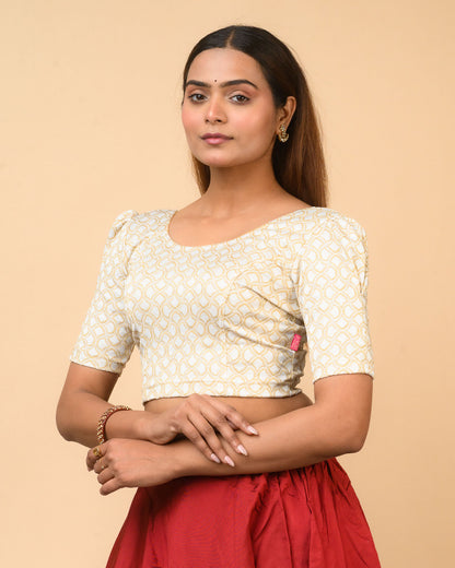 Mishi Gold Square Ruffle Stretchable Blouse