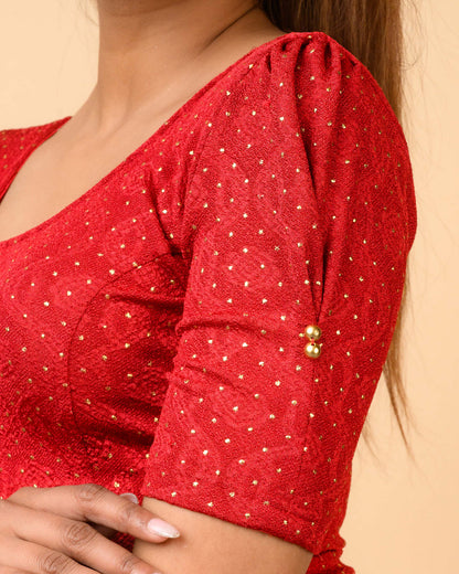 Aneri Dark Red Puff Sleeve Blouse