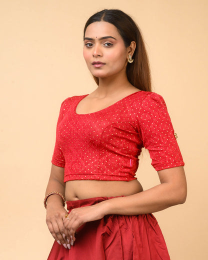 Aneri Dark Red Puff Sleeve Blouse
