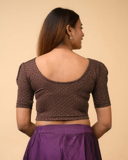 Aneri Coffee Puff Sleeve Blouse