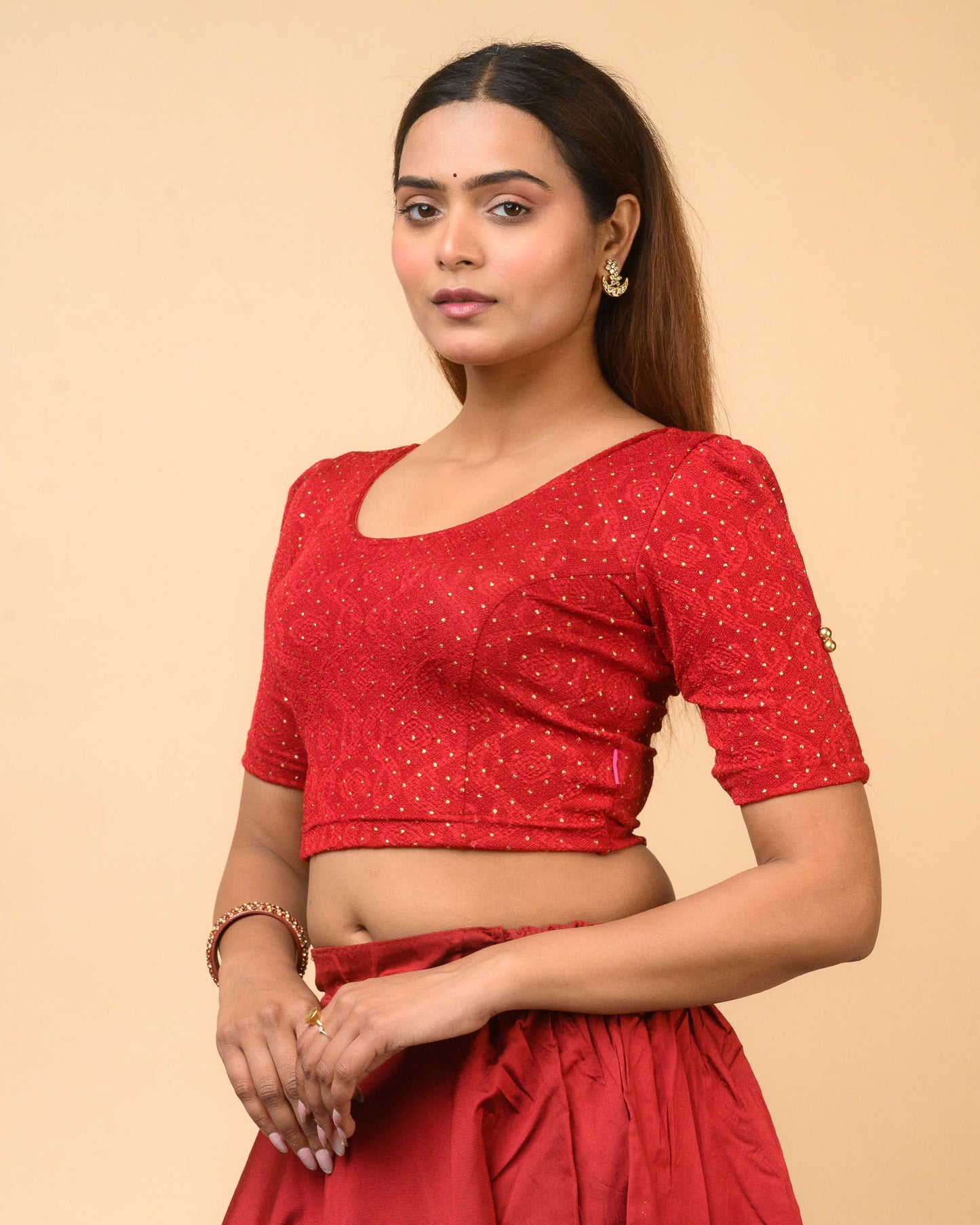 Aneri Maroon Puff Sleeve Blouse