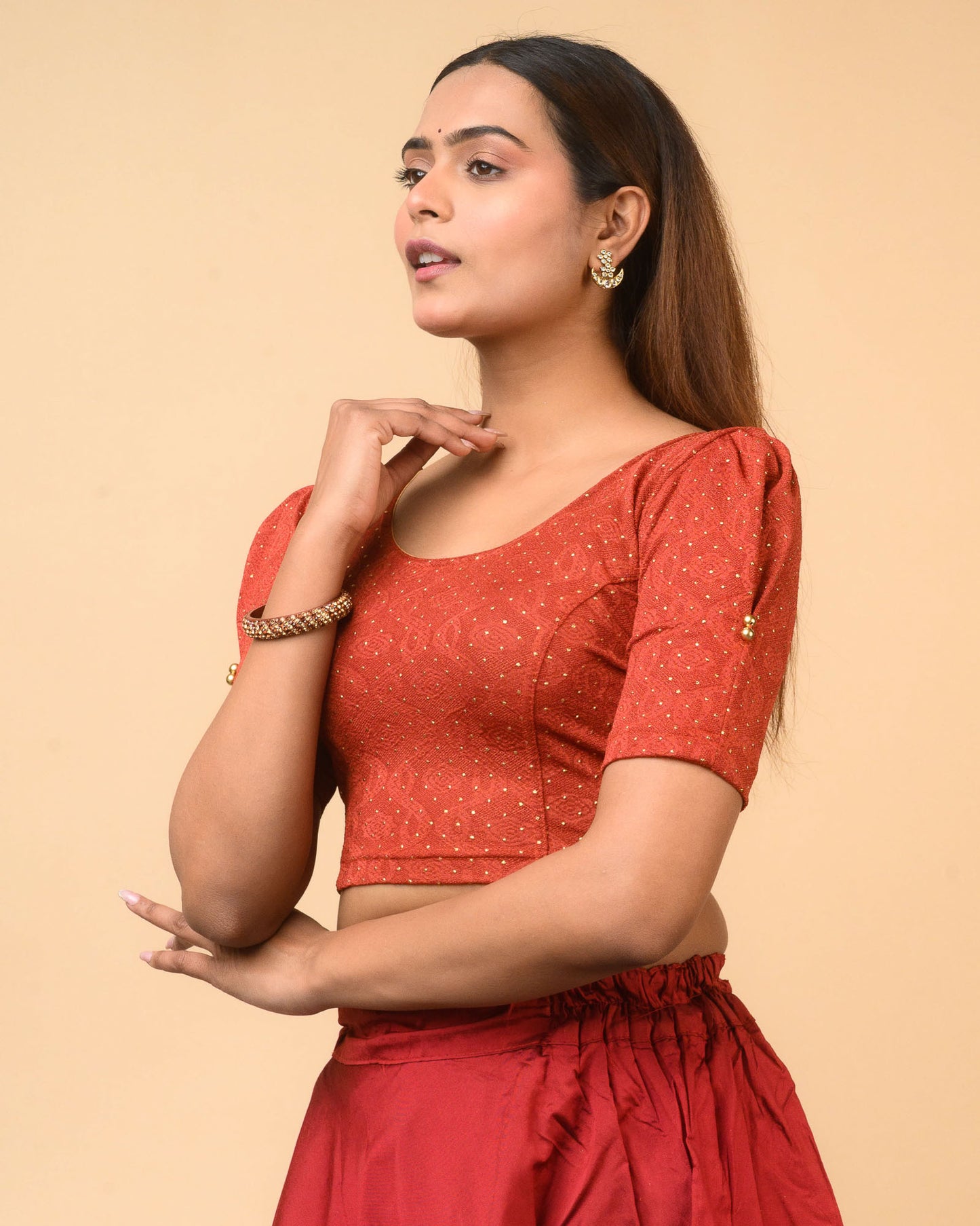 Aneri Rust Puff Sleeve Blouse