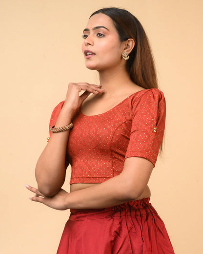 Aneri Rust Puff Sleeve Blouse