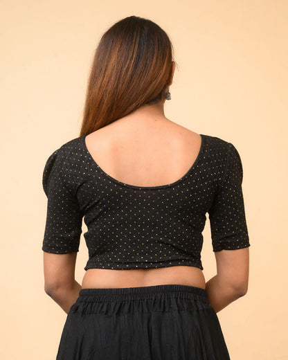 Aneri Black Puff Sleeve Blouse