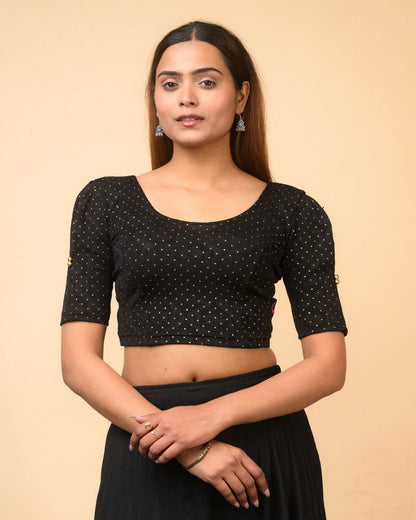 Aneri Black Puff Sleeve Blouse