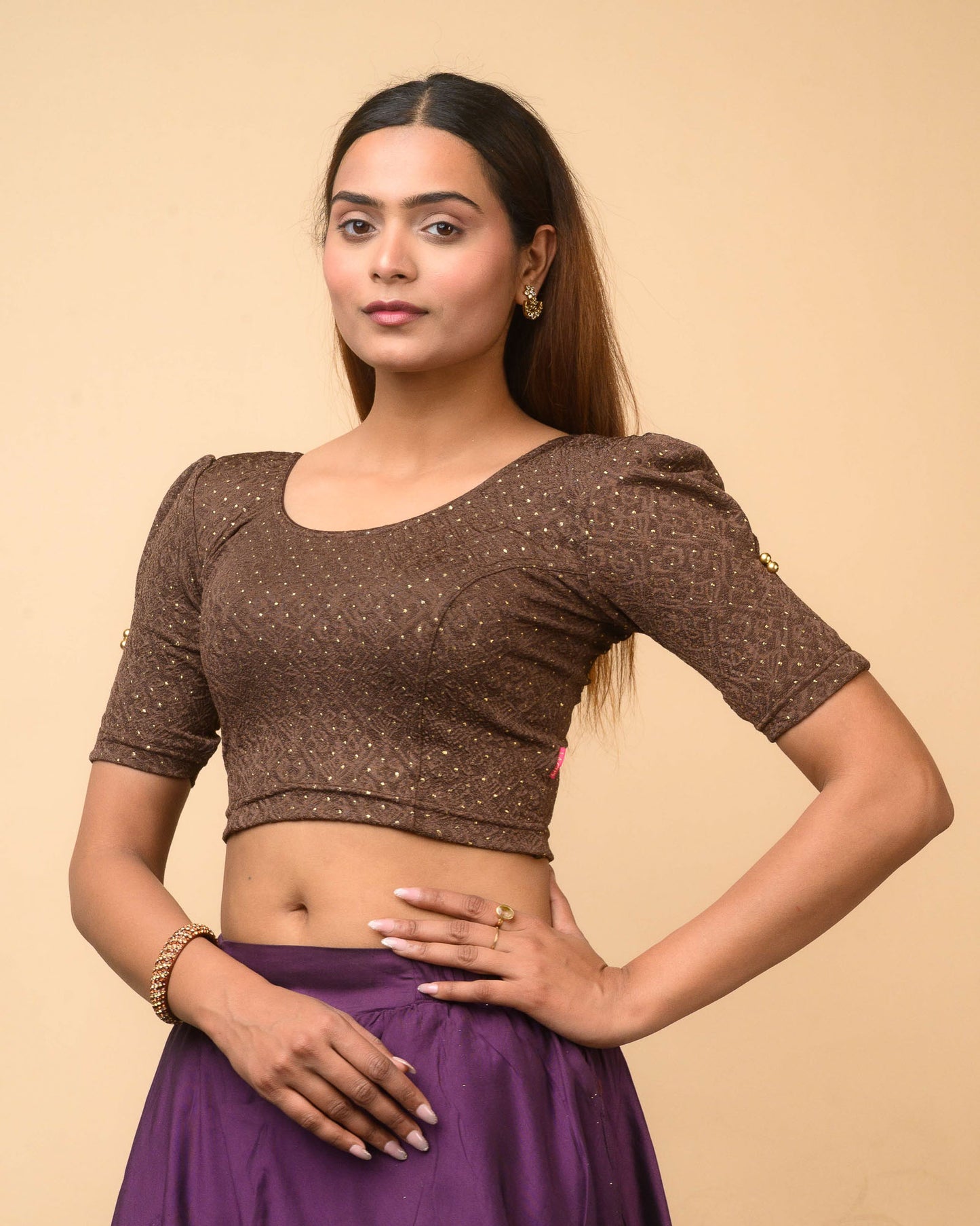 Aneri Coffee Puff Sleeve Blouse