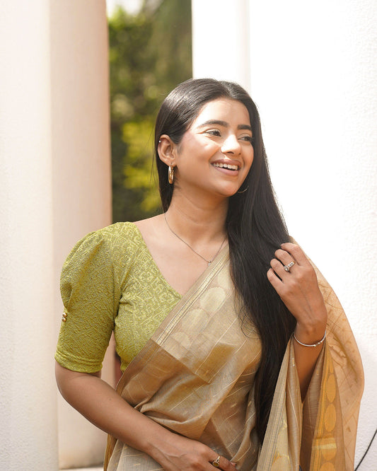 Aneri Light Mehendi Puff Sleeve Blouse