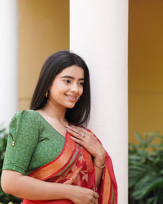 Aneri Green Puff Sleeve Blouse