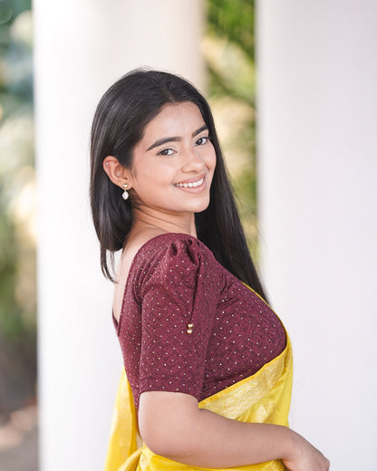 Aneri Wine Puff Sleeve Blouse