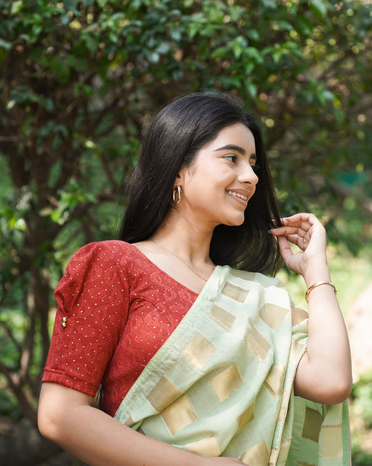 Aneri Rust Puff Sleeve Blouse